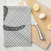 Linge De Cuisine Chat japonais - copie noire et blanche de kimono (Quart Plié)