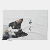 Linge De Cuisine Chat Kitty blanc gris noir (Horizontal)