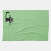 Linge De Cuisine Chat Kitty Noir mignon | Illustration d'art animal (Horizontal)