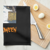 Linge De Cuisine Chat Maison Haunted Halloween mignon effrayant (Quart Plié)