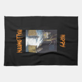 Linge De Cuisine Chat Maison Haunted Halloween mignon effrayant (Horizontal)