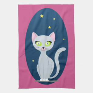 Linge De Cuisine Chat mignon ciel étoilé dessin animé rose couleur