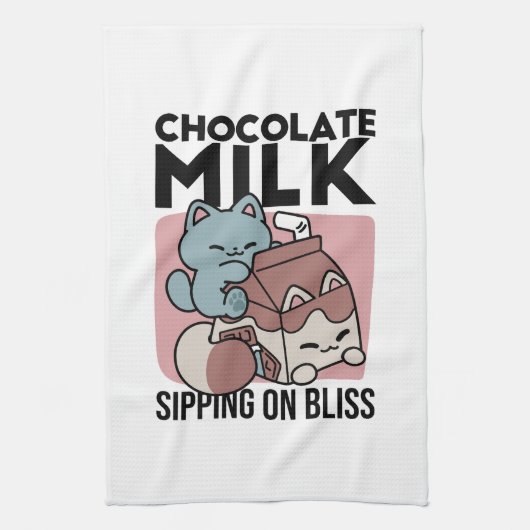 Linge De Cuisine Chat Mignon Lait Chocolat – Boisson Confortable & (Vertical)