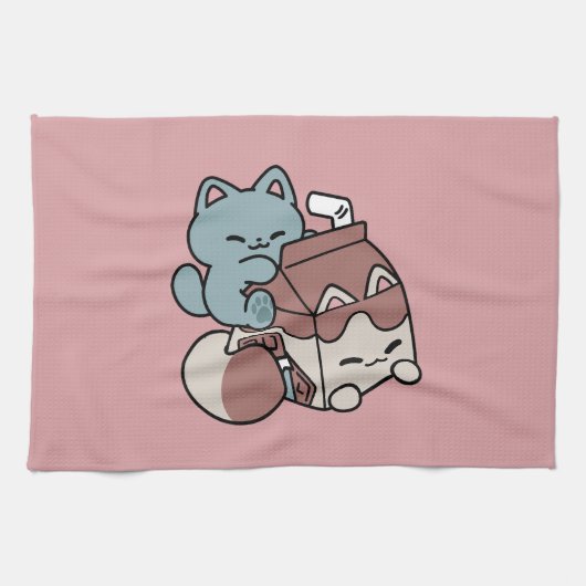 Linge De Cuisine Chat Mignon Lait Chocolat – Boisson Confortable et (Horizontal)