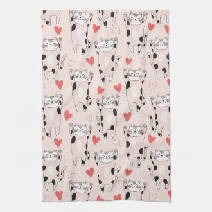 Linge De Cuisine Chat mignon & motif de la Saint-Valentin avec des