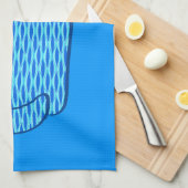 Linge De Cuisine Chat moderne du milieu du siècle, Cobalt et Bleu c (Quart Plié)