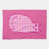 Linge De Cuisine Chat moderne du milieu du siècle, Fuchsia et rose  (Horizontal)
