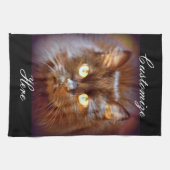 Linge De Cuisine chat noir (Horizontal)