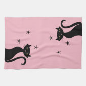 Linge De Cuisine Chat noir 1950, rose (Horizontal)