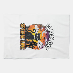Linge De Cuisine Chat Noir Amour Spécial Halloween Maison Hantée Ch