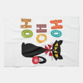 Linge De Cuisine Chat noir avec design de texte Ho Ho Ho (Horizontal)