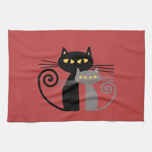 Linge De Cuisine Chat noir, chat gris (Horizontal)
