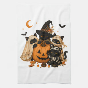 Linge De Cuisine Chat noir citrouille sorcière Halloween