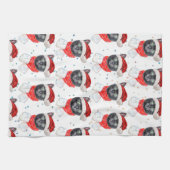 Linge De Cuisine Chat noir de Noël avec écharpe rouge (Horizontal)
