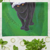 Linge De Cuisine Chat noir de Noël en vert (Plié)