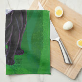 Linge De Cuisine Chat noir de Noël en vert (Quart Plié)