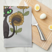 Linge De Cuisine Chat noir de tournesol (Quart Plié)