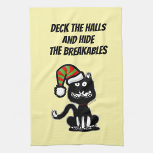 Linge De Cuisine Chat noir drôle Humour de fête Fête de chat