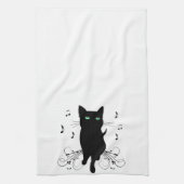 Linge De Cuisine Chat noir entouré de notes de musique murmurantes (Vertical)