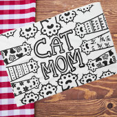 Linge De Cuisine Chat noir et blanc - Design Empreinte de patte