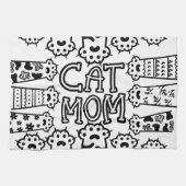 Linge De Cuisine Chat noir et blanc - Design Empreinte de patte (Horizontal)