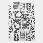 Linge De Cuisine Chat noir et blanc - Design Empreinte de patte (Vertical)