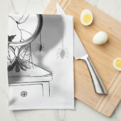 Linge De Cuisine Chat noir gothique Miroir brisé Halloween (Quart Plié)