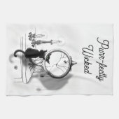 Linge De Cuisine Chat noir gothique Miroir brisé Halloween (Horizontal)