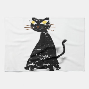 Linge De Cuisine Chat noir gras en détresse