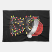 Linge De Cuisine Chat noir lumières d'arbre de Noël chaton drôle Pè (Horizontal)