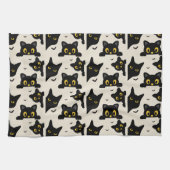 Linge De Cuisine Chat noir mignon Halloween (Horizontal)