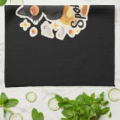 Linge De Cuisine Chat noir mignon Halloween Citrouille T-shirt surd (Plié)