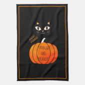 Linge De Cuisine Chat noir orange Citrouille Tricoter ou traiter Ha (Vertical)