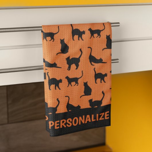 Linge De Cuisine Chat noir orange personnalisé