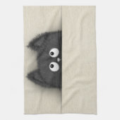 Linge De Cuisine Chat noir pelucheux mignon faisant une pointe (Vertical)