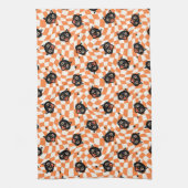 Linge De Cuisine Chat noir rétro Motif chèque orange (Vertical)