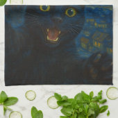 Linge De Cuisine Chat noir Starry Nuit Van Gogh Chat Selfie (Plié)