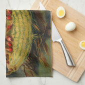 Linge De Cuisine Chat noir vintage Halloween Citrouille (Quart Plié)