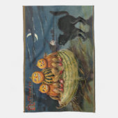 Linge De Cuisine Chat noir vintage Halloween Citrouille (Vertical)