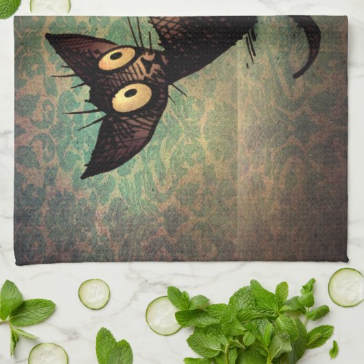 Linge De Cuisine Chat oriental noir mignon (Plié)