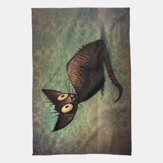 Linge De Cuisine Chat oriental noir mignon (Vertical)