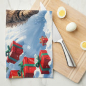 Linge De Cuisine Chat persan assis dans la neige avec Casquette de  (Quart Plié)