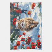 Linge De Cuisine Chat Persan Assis dans la Neige avec un Chapeau de (Vertical)