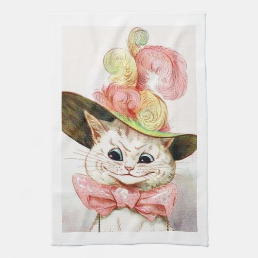 Linge De Cuisine Chat portant un casquette, Louis Wain (Vertical)
