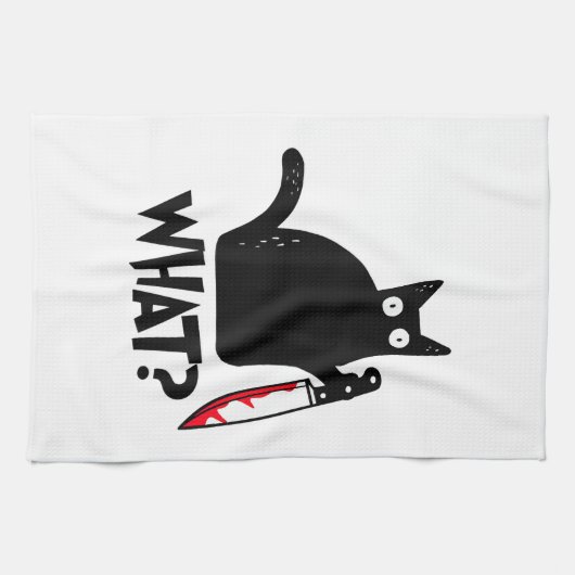 Linge De Cuisine Chat Qu'est-ce que_ Drôle Chat Noir (Horizontal)