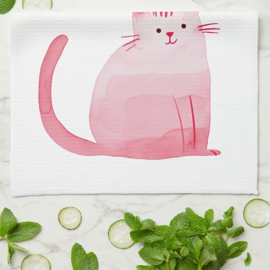 Linge De Cuisine Chat rose (Plié)