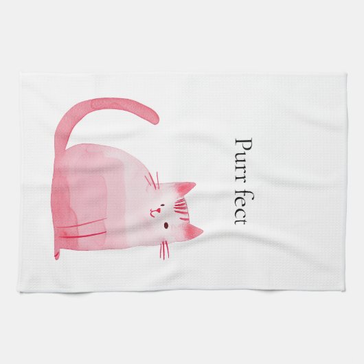 Linge De Cuisine Chat rose (Horizontal)
