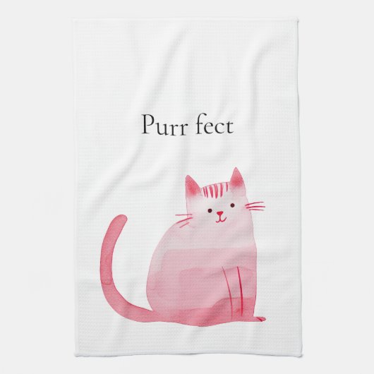 Linge De Cuisine Chat rose (Vertical)