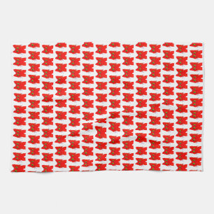 Linge De Cuisine Chat rouge vif — Wonder à grand oeil avec une tors