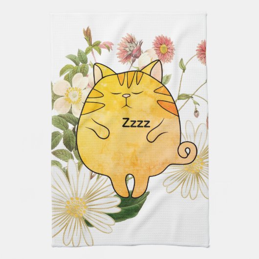 Linge De Cuisine Chat roux endormi (Vertical)